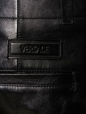 Bőr nadrág Versace fekete