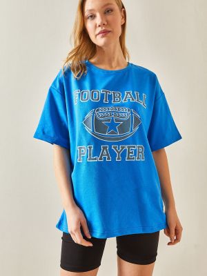 Oversized tričko s potiskem Xhan modré