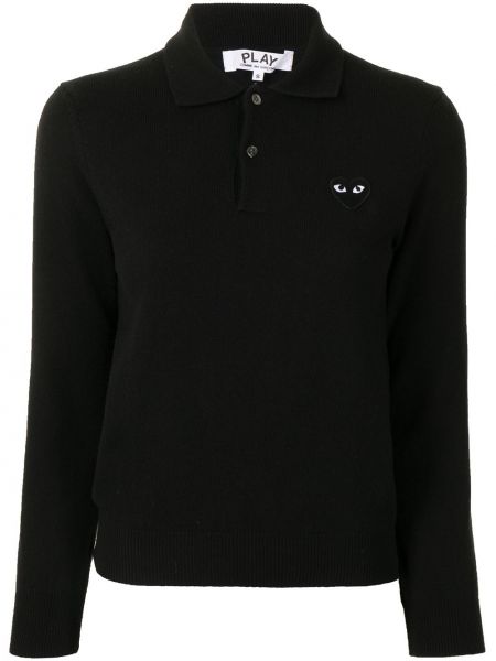 Polo con bordado de punto Comme Des Garçons Play negro