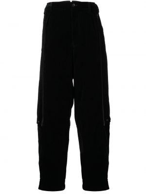 Plisované kalhoty relaxed fit Yohji Yamamoto černé