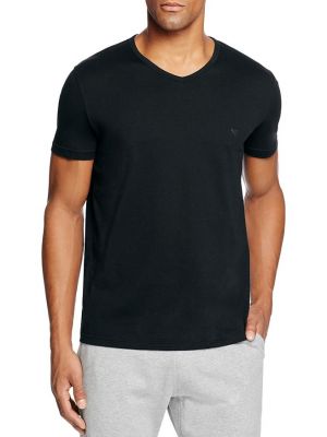 Хлопковая футболка с v-образным вырезом Armani черная