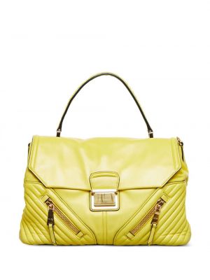 Kožená nákupná taška Miu Miu Pre-owned žltá