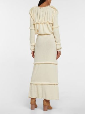 Vlněné dlouhá sukně Mm6 Maison Margiela bílé