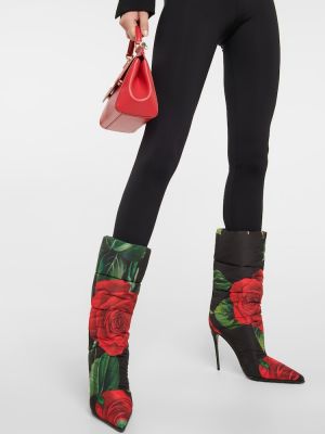 Pikowane ankle boots w kwiatki Dolce&gabbana różowe