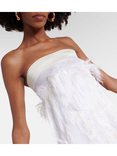 Μάξι φόρεμα με κρόσσια ζακάρ Taller Marmo λευκό