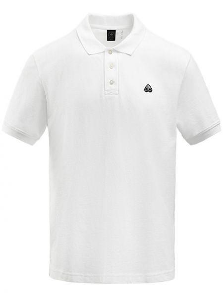 Tricou polo cu broderie din bumbac Moose Knuckles alb