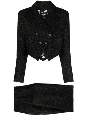Costume en tweed Chanel Pre-owned noir