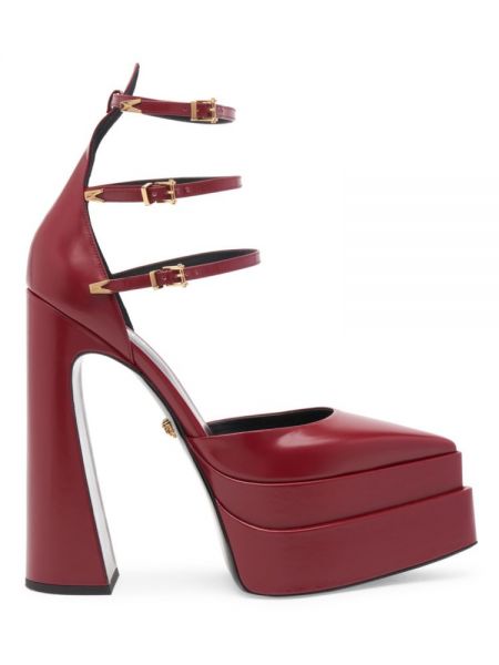 Кожаные туфли на платформе Versace красные