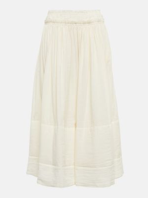 Falda midi de lino de algodón Tory Burch beige
