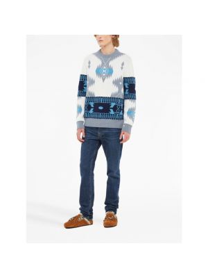 Sweter z okrągłym dekoltem żakardowy Alanui biały