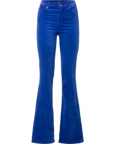Bavlnené nohavice s vysokým pásom na zips 7 For All Mankind - modrá