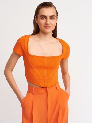 Rövid ujjú pulóver Dilvin narancsszínű