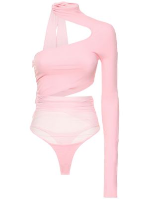 Body de tela jersey de tul Mugler rosa