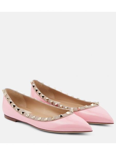Bőr balerina cipők Valentino Garavani rózsaszín