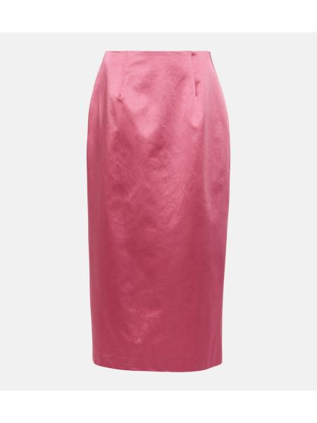 Saténová midi sukňa Carolina Herrera ružová