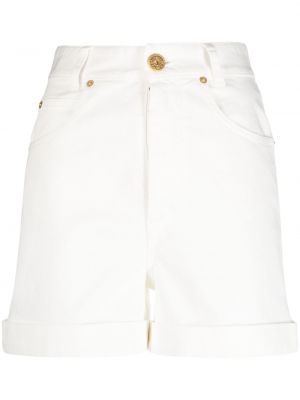 Shorts di jeans a vita alta Balmain bianco