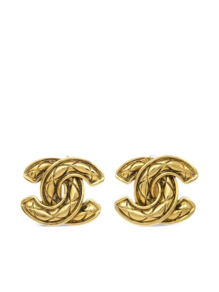Boucles d'oreilles matelassées à boucle Chanel Pre-owned doré