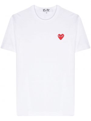 Medvilninis marškinėliai su širdelėmis Comme Des Garçons Play balta
