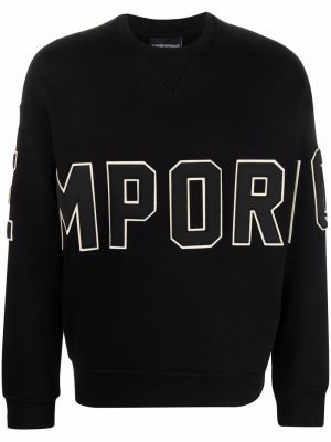 Bomull sweatshirt Emporio Armani svart