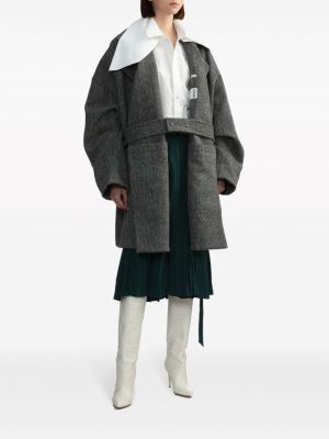 Manteau en laine à imprimé à motif chevrons Toga gris