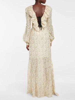 Lniana sukienka długa bawełniana w kwiatki Brock Collection