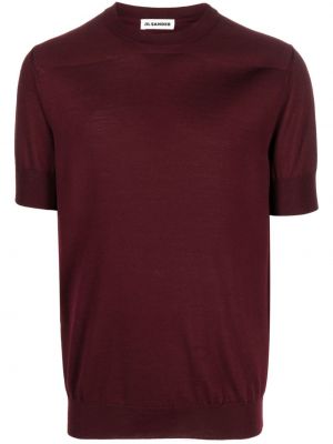Vlnené tričko Jil Sander červená
