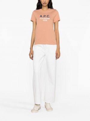 Kokvilnas t-krekls ar apdruku A.p.c. rozā