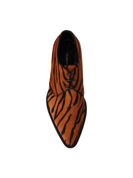 Zapatos brogues de pelo con estampado con rayas de tigre Dolce & Gabbana