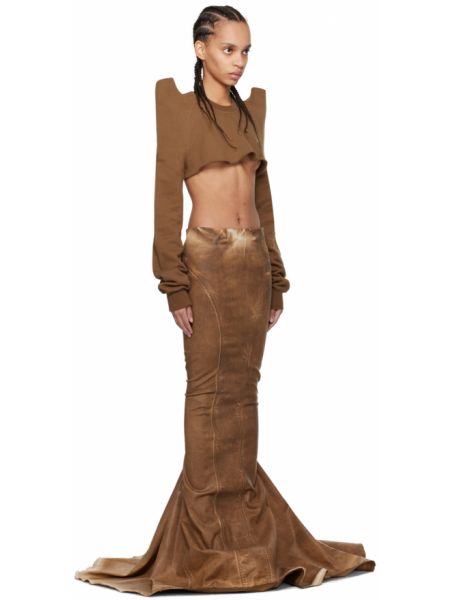 Джинсовая юбка Rick Owens Drkshdw коричневая