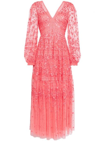 Večernja haljina od tila Needle & Thread ružičasta