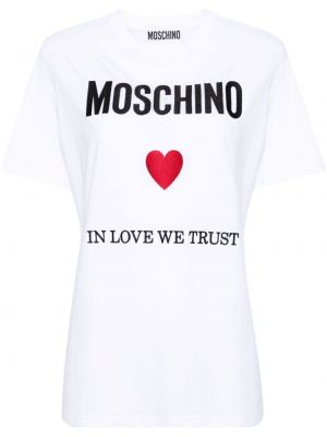 Βαμβακερή μπλούζα Moschino λευκό