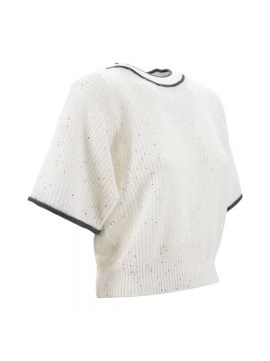 Top de lino de tela jersey Brunello Cucinelli blanco