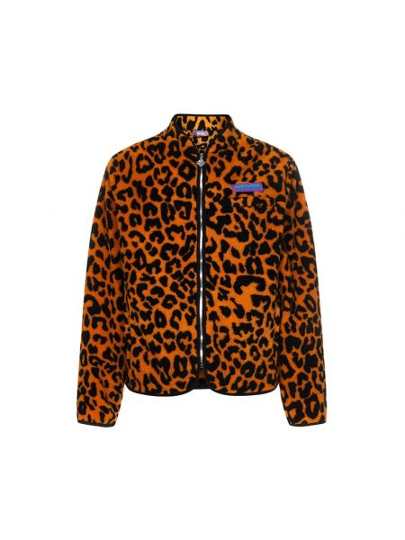 Fleece jacke mit print mit leopardenmuster Just Don orange