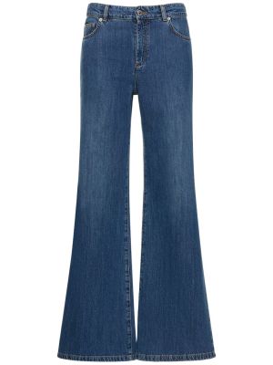 Jeans a vita bassa di cotone baggy Moschino blu