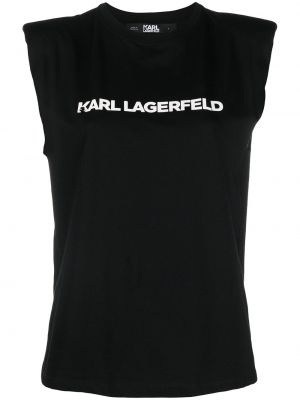 Top sin mangas con estampado Karl Lagerfeld negro