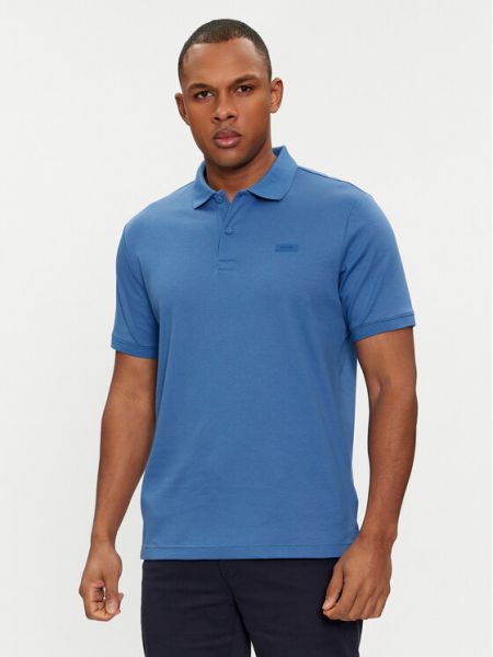 Тениска с копчета slim Calvin Klein синьо