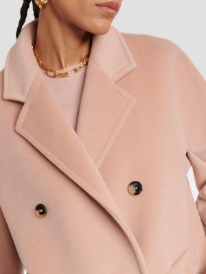 Kašmírový vlněný krátký kabát Max Mara růžový