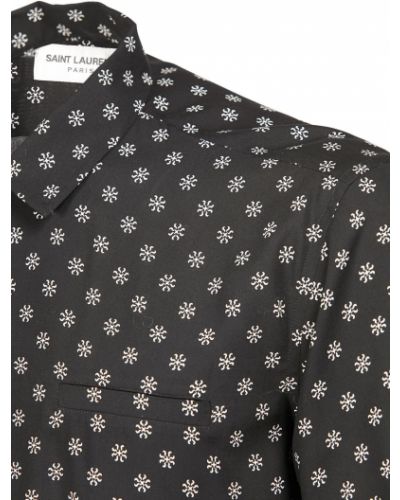 Viskózová košeľa s krátkymi rukávmi Saint Laurent čierna