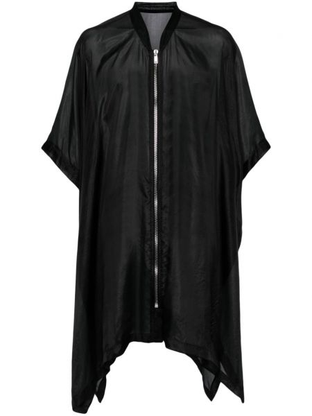 Asymetrický hedvábný kabát Rick Owens černý