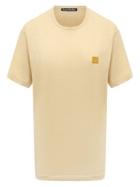 Хлопковая футболка Acne Studios желтая