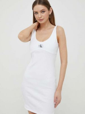 Дънкова рокля Calvin Klein Jeans бяло