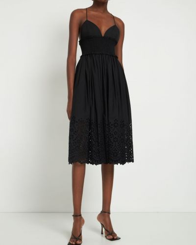Памучна рокля с дантела Michael Kors Collection черно