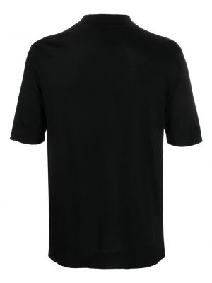 Bavlněné hedvábné tričko s kulatým výstřihem Pt Torino černé