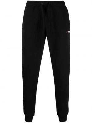 Bavlněné sportovní kalhoty s výšivkou Tommy Hilfiger černé