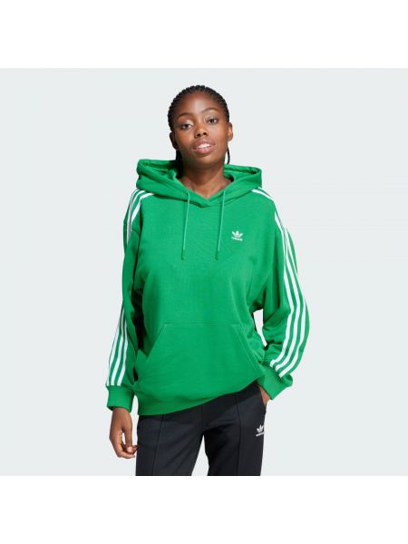 Bluza z kapturem w paski oversize Adidas zielona