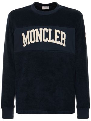Kokvilnas džemperis bez kapuces Moncler zils