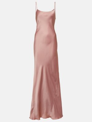 Saténové dlouhé šaty Victoria Beckham růžové