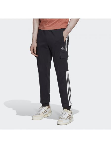 Spodnie cargo slim fit w paski Adidas czarne