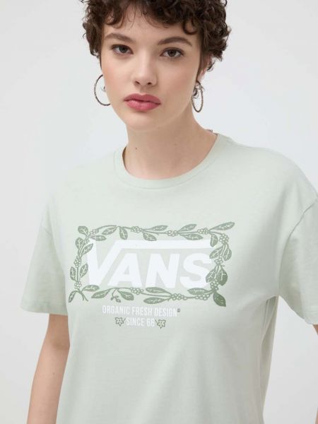 Koszulka bawełniana Vans zielona