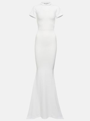 Bavlnené dlouhé šaty Balenciaga biela